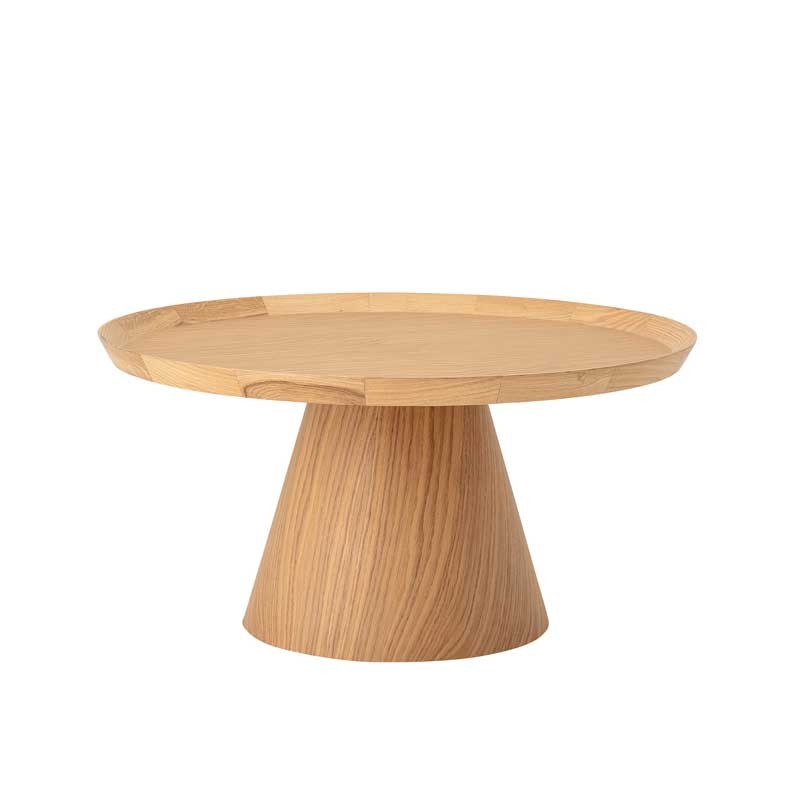 Mesa de centro en madera de roble con bordes torneados