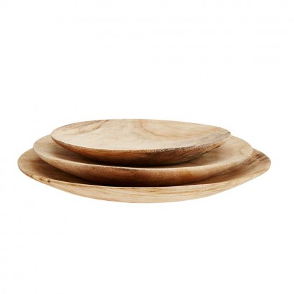 Set de 3 platos de madera diferentes medidas
