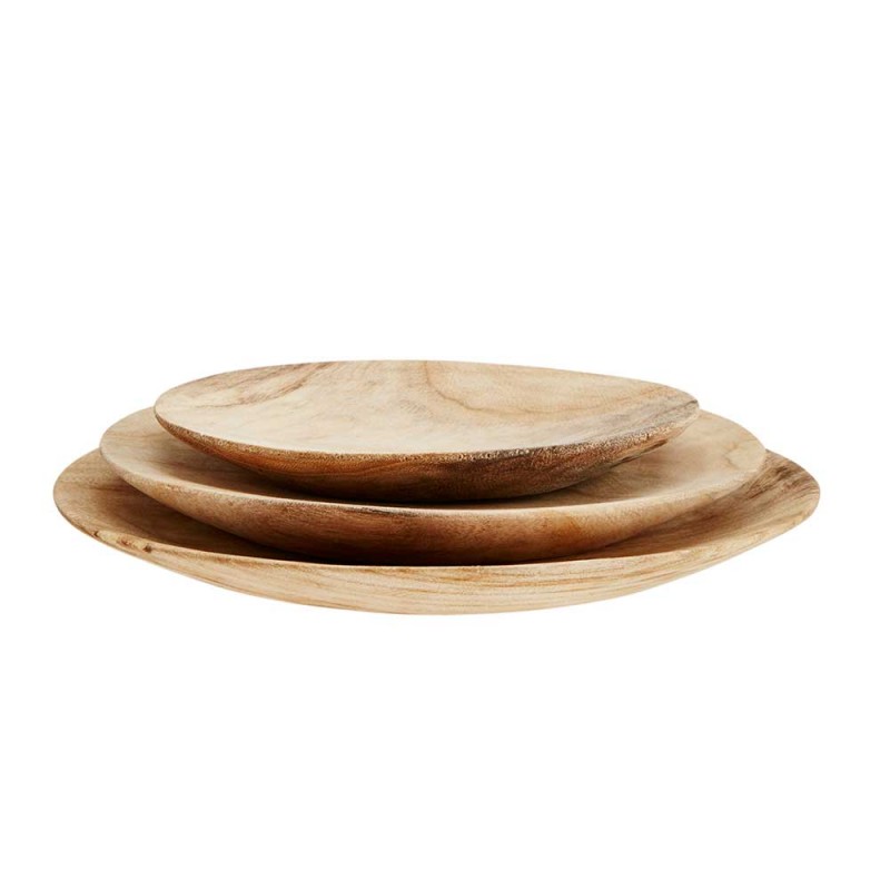 Set de 3 platos de madera diferentes medidas