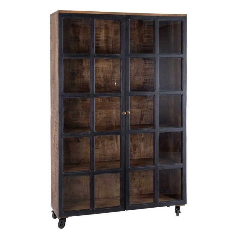 Vitrina alta madera natural-negro, Colonial