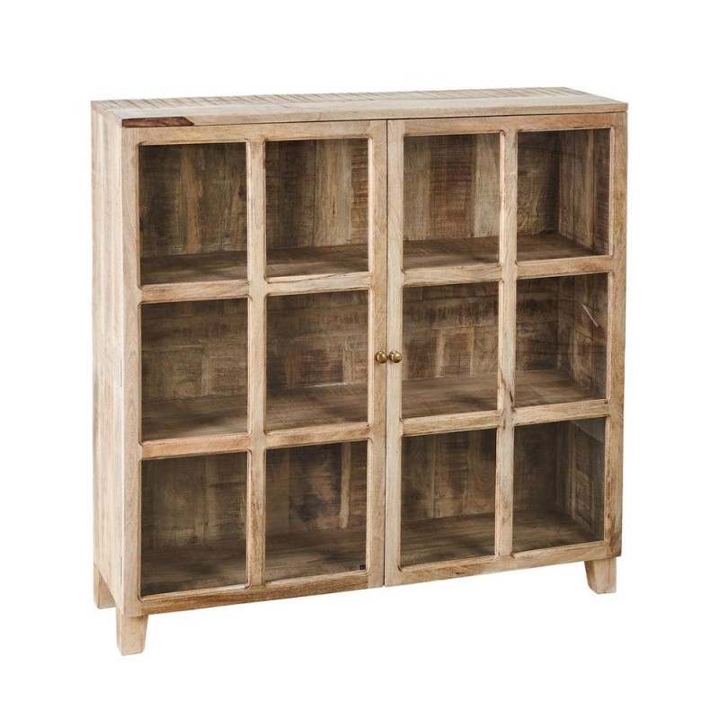 Vitrina de estilo rústico y colonial en madera maciza lavada de mango