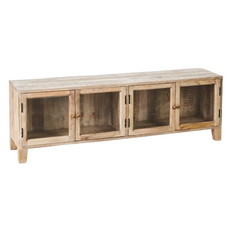 Mueble TV Colonial, madera mango lavada efecto blanco