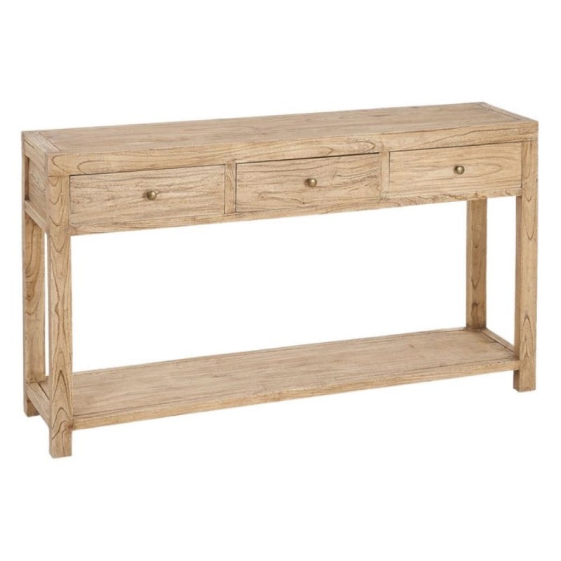 Consola de madera de mindi acabado natural con cajones