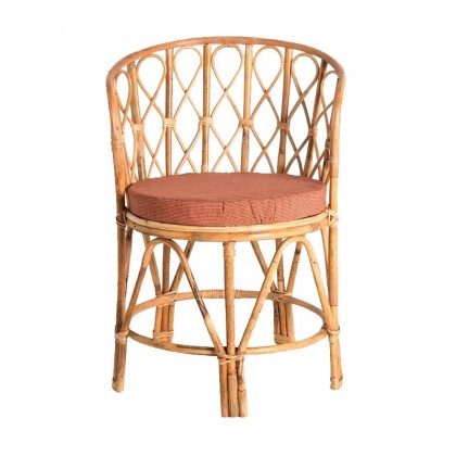 Silla de comedor de bambú natural y un cojín de asiento rojo