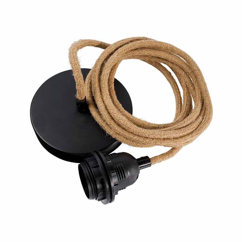 Cable para lámpara techo Yute, negro