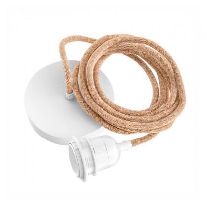 Cable lámpara techo Yute, blanco