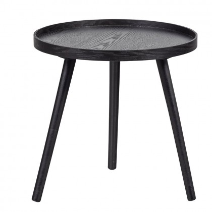 Mesa auxiliar redonda de madera de pino negra