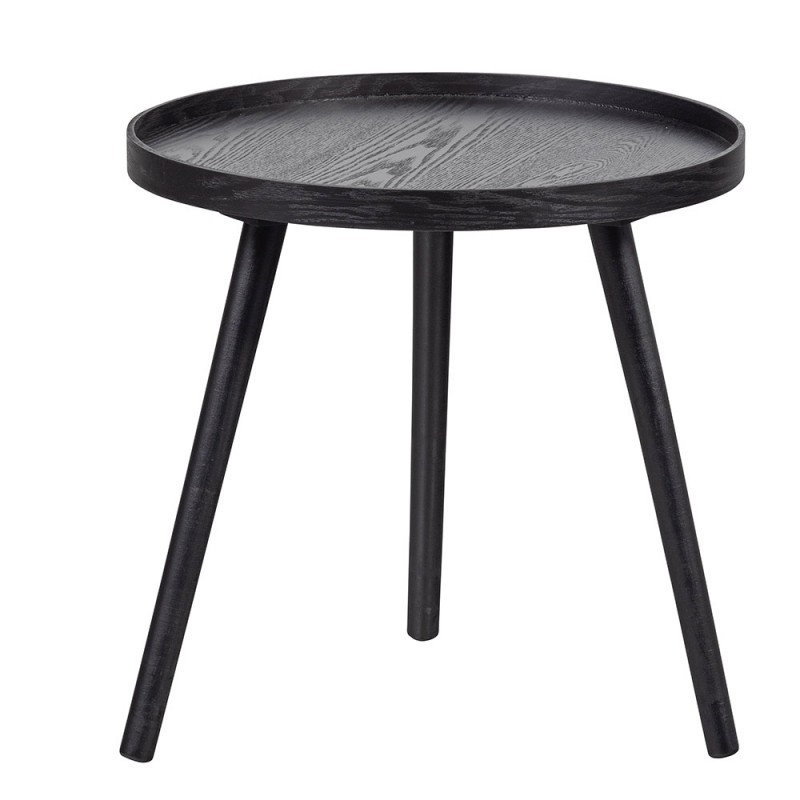 Mesa auxiliar redonda de madera de pino negra