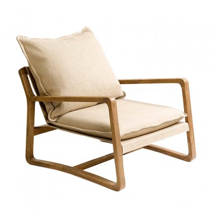 Sillón de madera de Robley cojines de lino natural