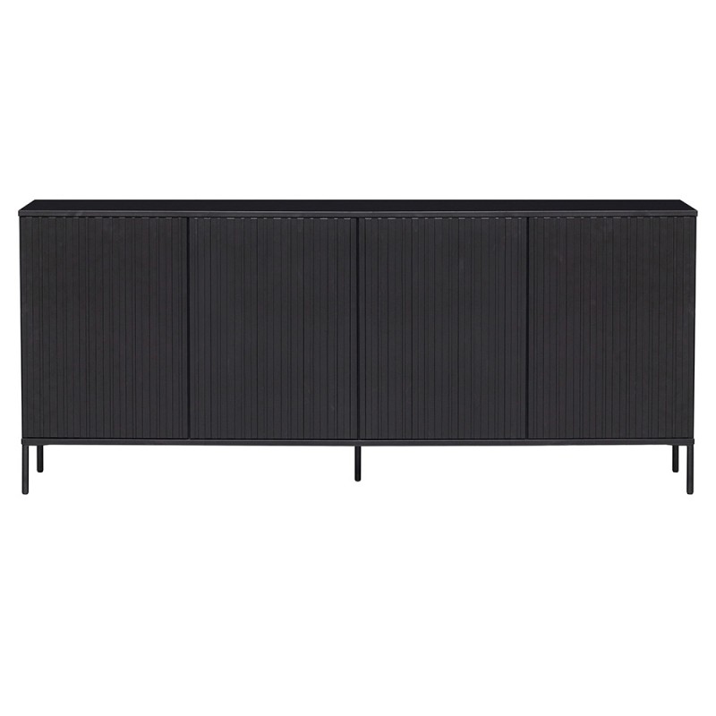 Aparador New Gravure 200cm, de madera de pino negro y patas metálicas