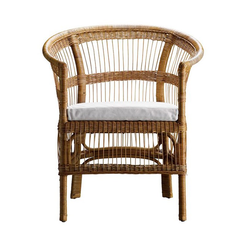 Silla ratán con cojín blanco Palm
