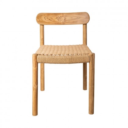 Silla comedor madera y asiento trenzado en ratán natural