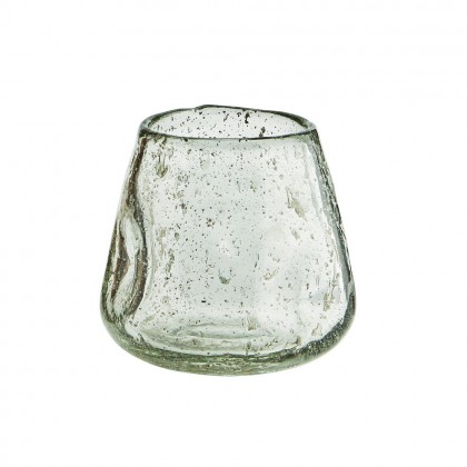Portavelas cristal trasparente con pequeñas burbujas