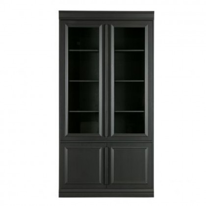 Vitrina  robusta de madera pino negro y cristal