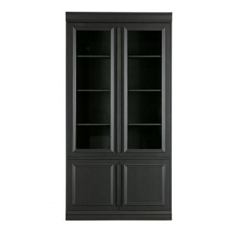 Vitrina  robusta de madera pino negro y cristal