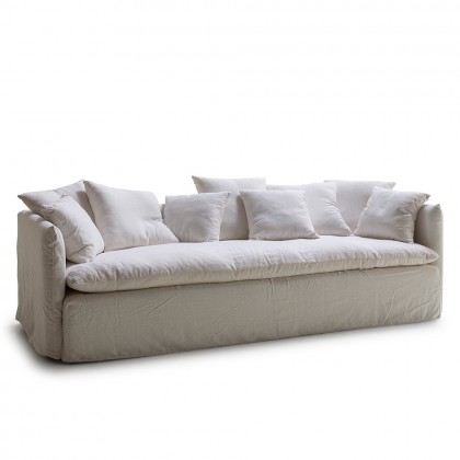 Sofa de lino con topper lavable