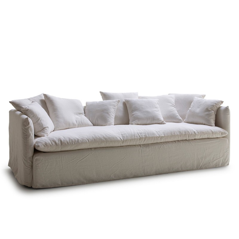 Sofa de lino con topper lavable