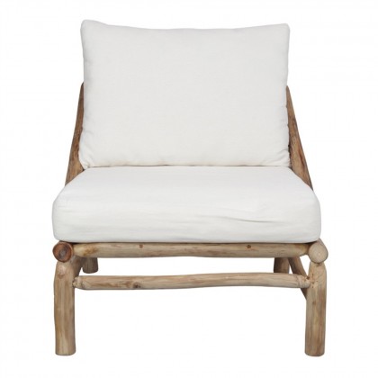Sillón exterior de madera maciza tropical de estilo rústico