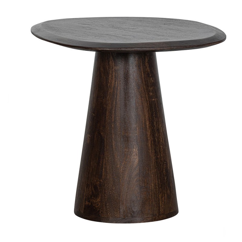 Mesa de centro ovalada de madera de mango maciza marrón