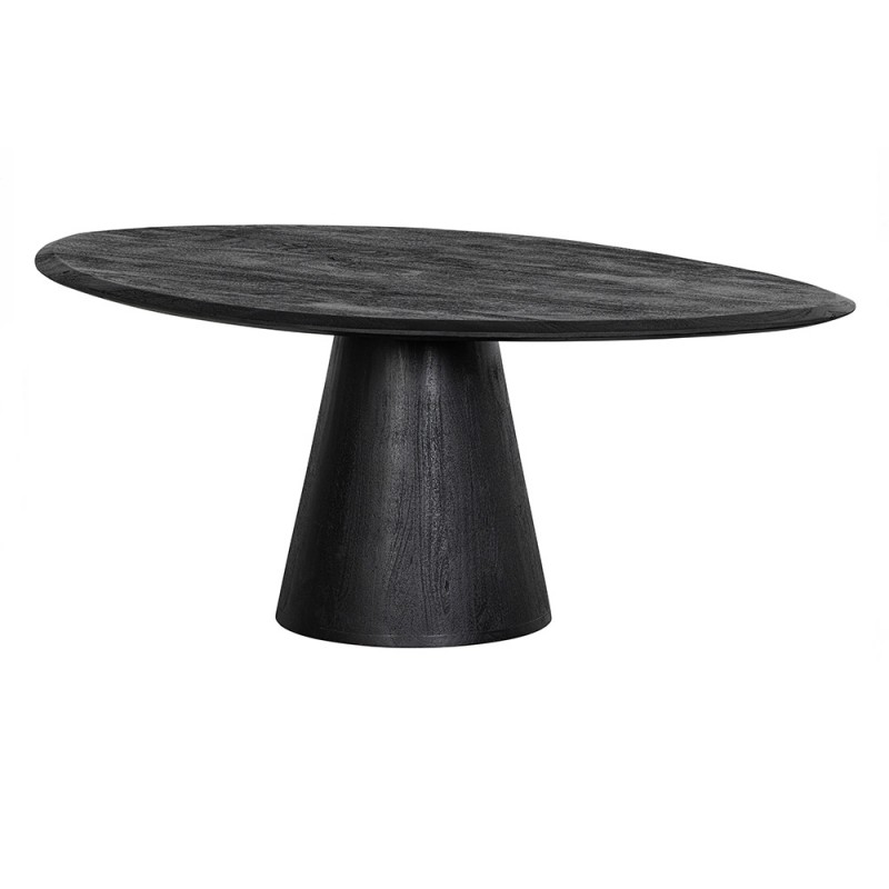 Mesa de centro madera maciza de mango con pata ancha Posture negro