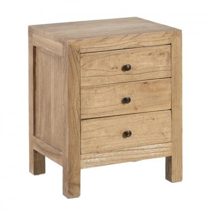 Mesita de noche de madera mindi con cajones