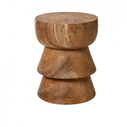Taburete bajo teca natural Ø35cm