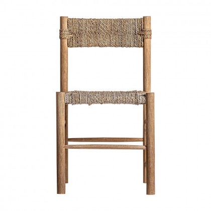 Silla comedor madera de teca y fibras naturales en asiento y respaldo