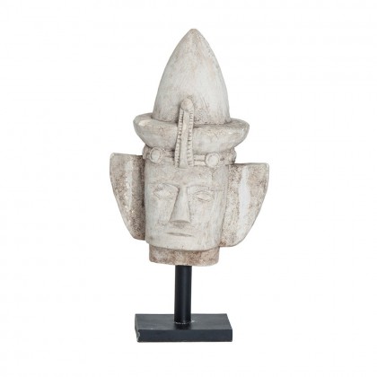 Figura busto de estilo étnica de piedra en color blanco