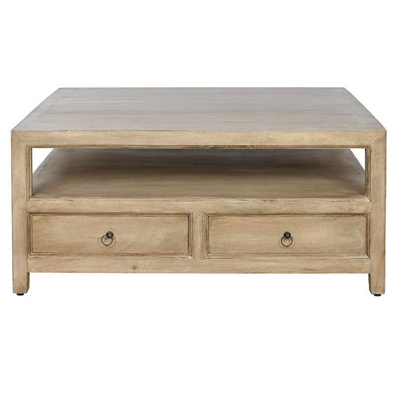 Mesa centro madera de mango con cajones
