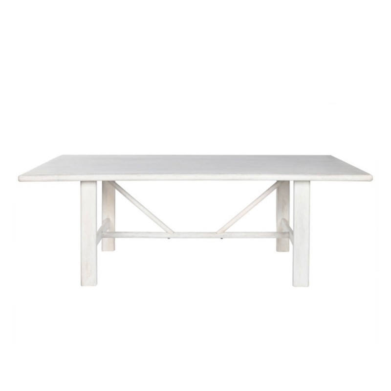mesa comedor rectangular blanco estilo mediterráneo y robusta