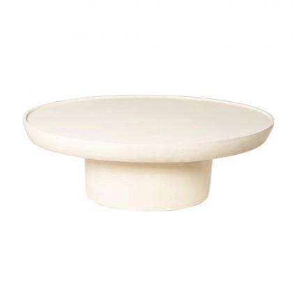 Mesa centro minimalista 120cm de madera de mango, imitación cemente blanco