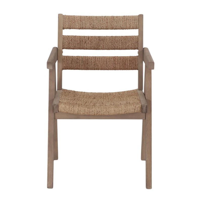 Silla de comedor de madera de olmo y  fibra de cáñamo natural.