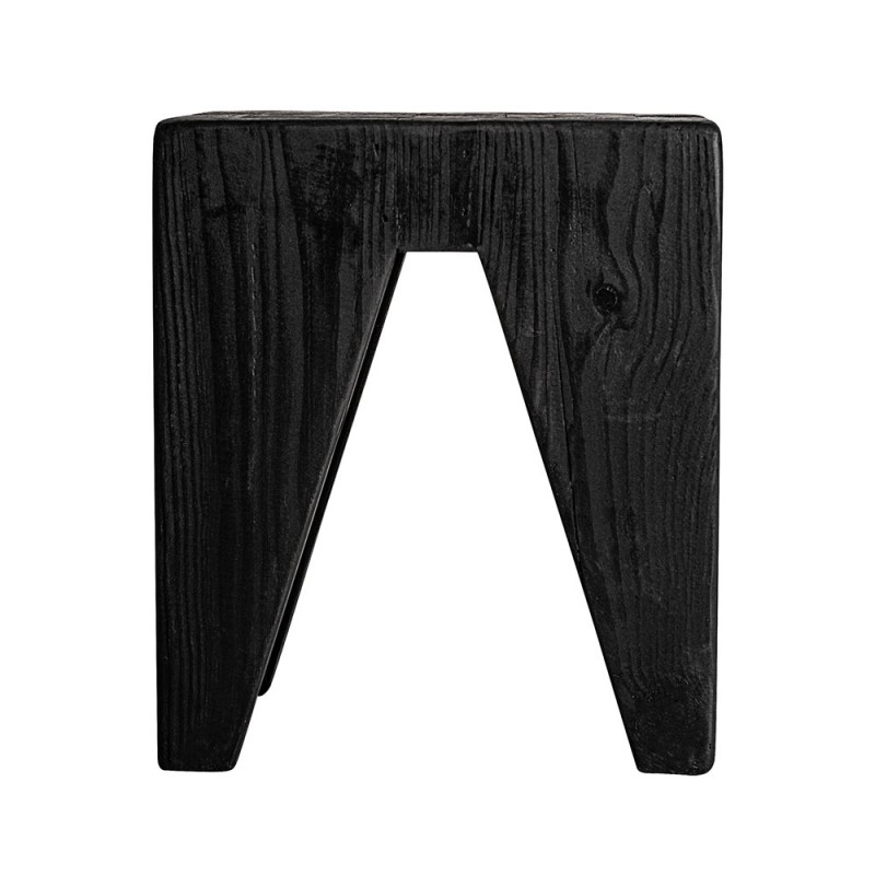 Taburete de madera de pino reciclado de estilo rústico.