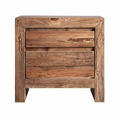 Mesita de noche madera reciclada con dos cajones