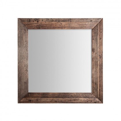 Espejo estilo colonial de grandes dimensiones , fabricado en madera recuperada en color marrón con acabado envejecido