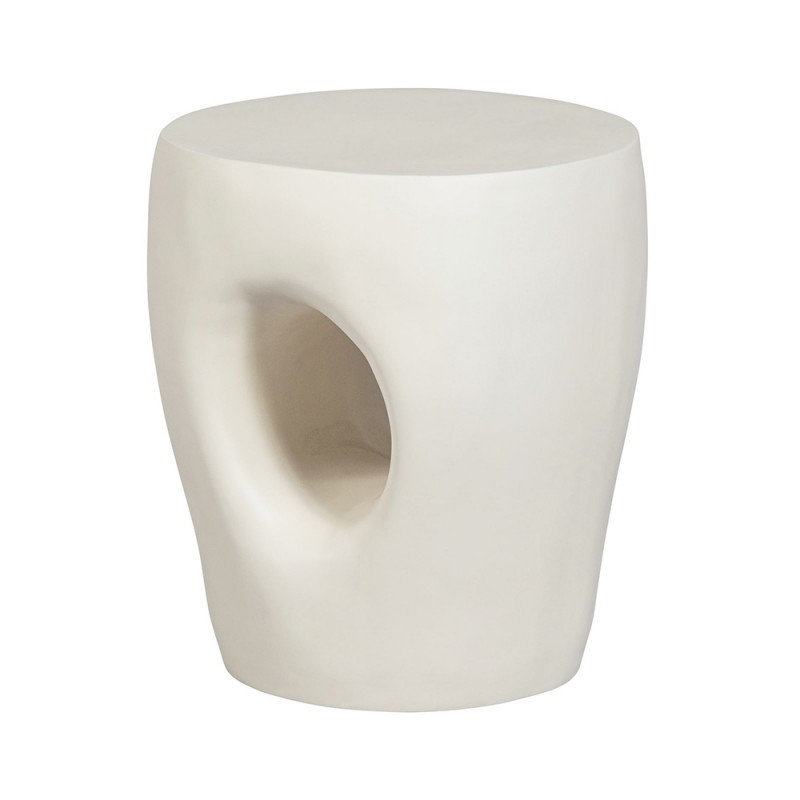 mesa auxiliar exterior blanca de fibra formas orgánicas