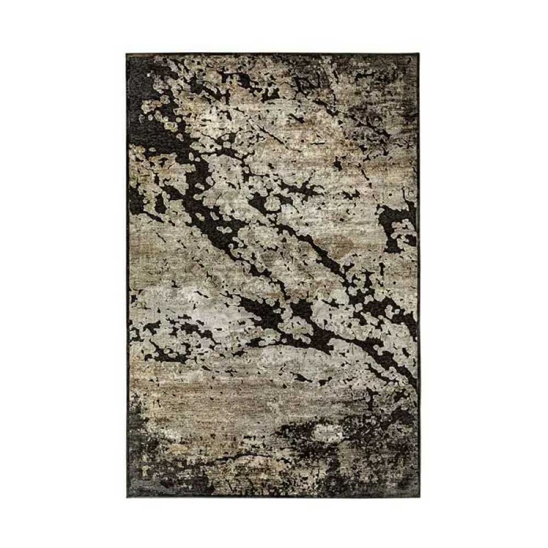Alfombra rectangular color negro de pelo corto elaborada en chenilla y viscosa