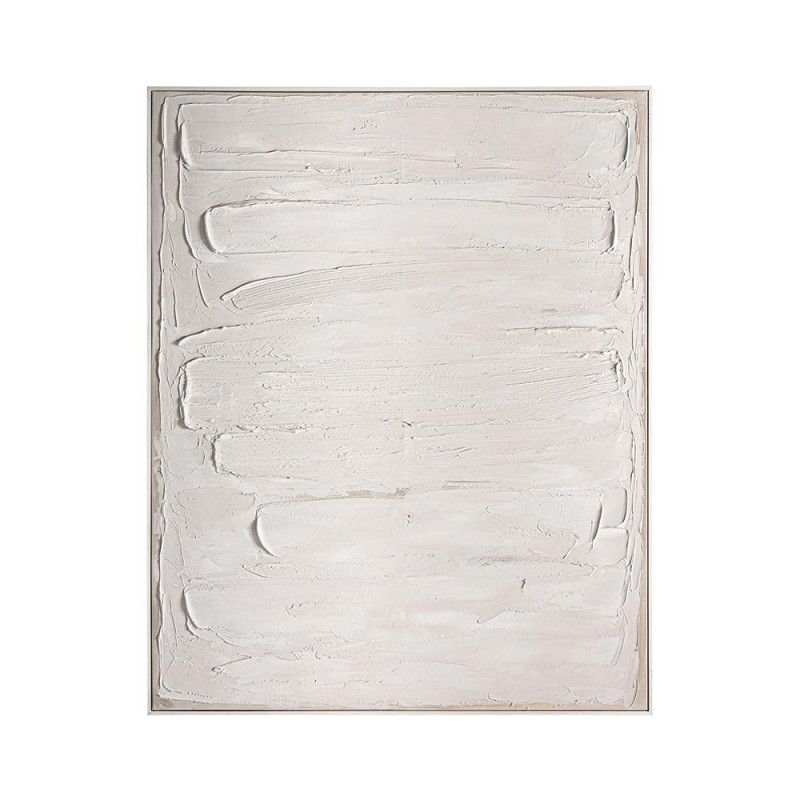 Cuadro de estilo contemporáneo, pintado sobre lienzo en color blanco roto con texturas