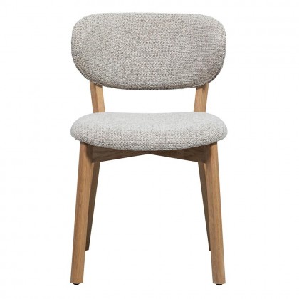 Silla comedor tapizada melange claro y madera marrón