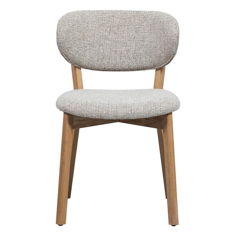 Silla comedor tapizada melange claro y madera marrón