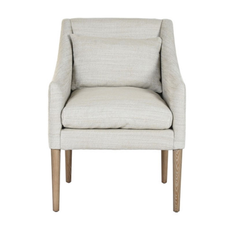 Silla comedor tapizada en poliéster color blanco roto jaspeado con cojines desenfundables