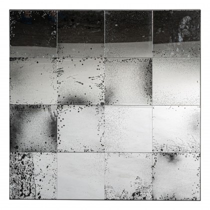 Espejo de  diseño contemporáneo con estructura de hierro negro y cristal