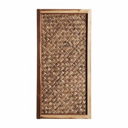 Panel decorativo de estilo étnico, realizada en fibras naturales en color natural.