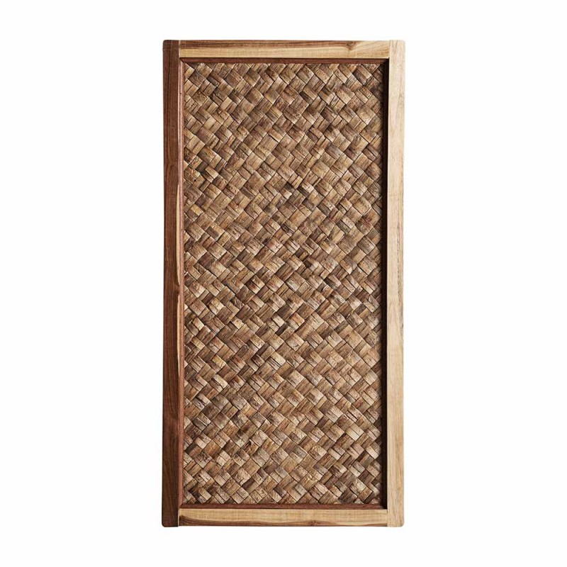 Panel decorativo de estilo étnico, realizada en fibras naturales en color natural.