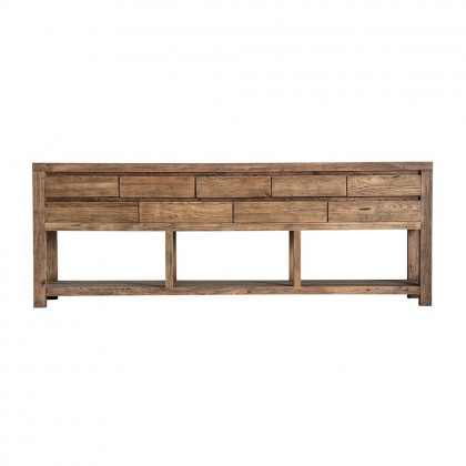 Consola en madera de olmo marrón con 9 cajones