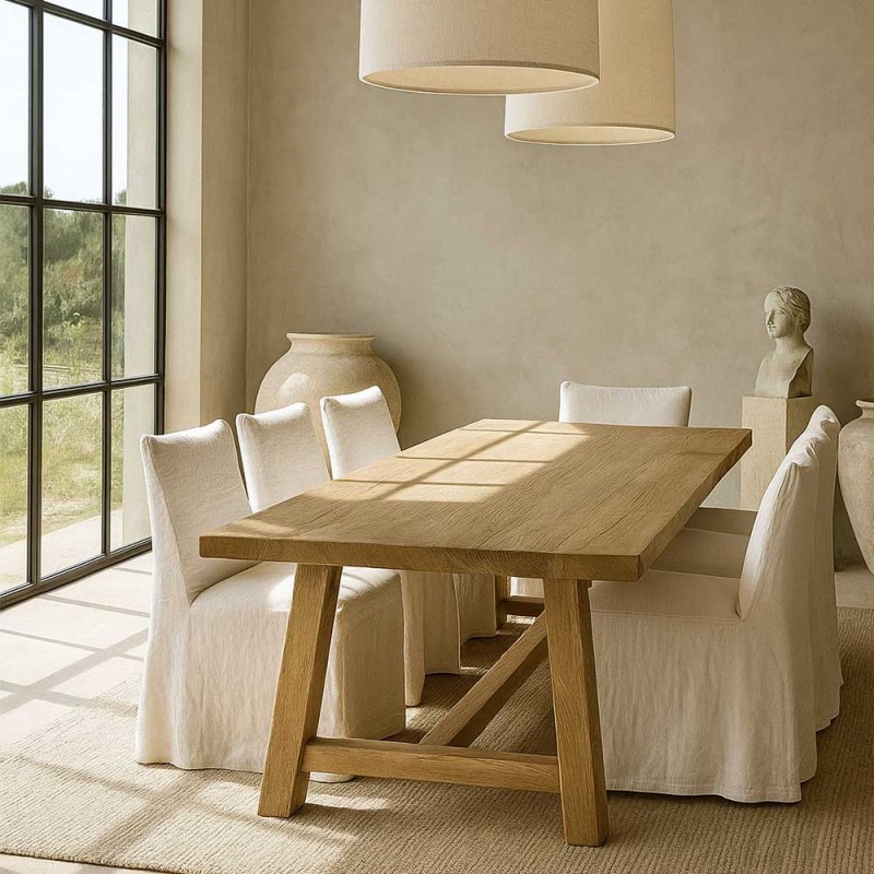 mesa de comedor xl 300cm de maciza clara de olmo antiguo