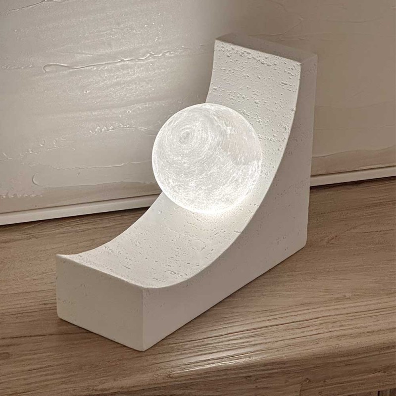 luz de mesa escultura bola blanca