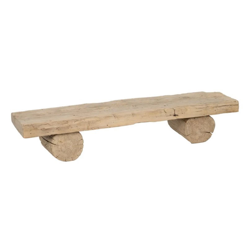 Mueble bajo banco de olmo reciclado con acabado Palo Santo de diseño artesanal