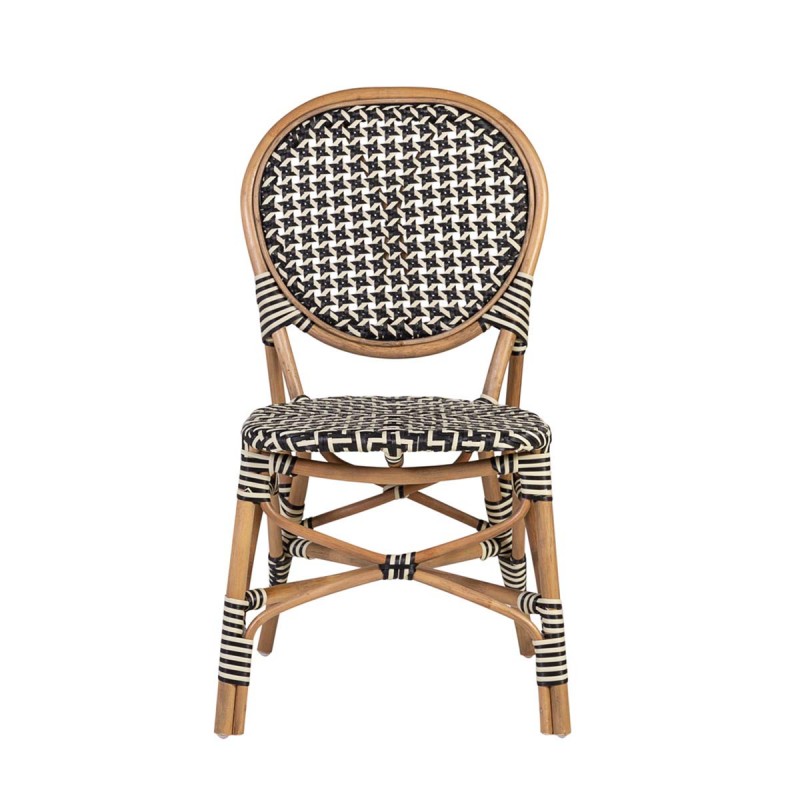Silla de ratán negro apilable de la colección BISTRO, realizada a mano