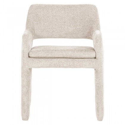 Silla de comedor BIGFOOT tapizada en chenilla color arena